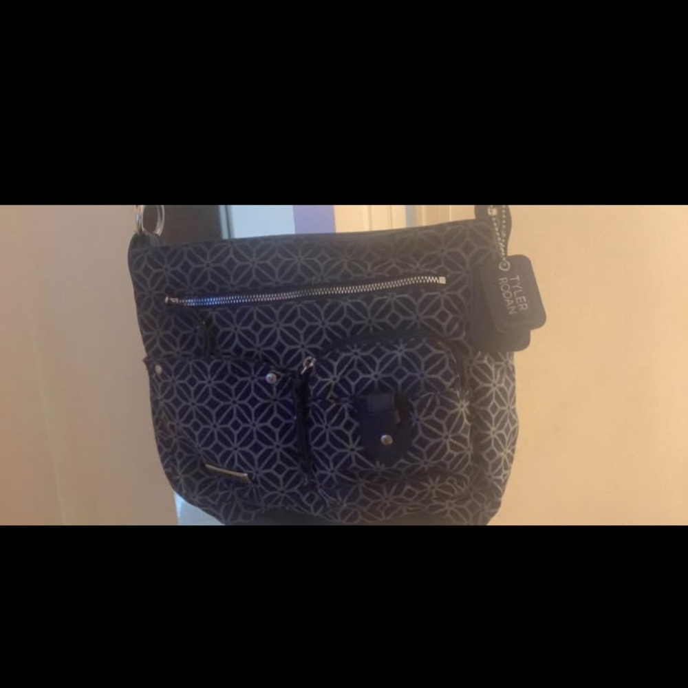 Gently used Tyler Rodman Navy Geometric Crossbody Bag
